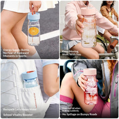 Plastic Water Bottle Stylish Design Summer Sports Portable Tea On-the-go Cup