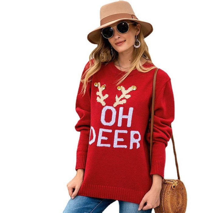 Autumn And Winter Women's Christmas Long Sleeved Pullover