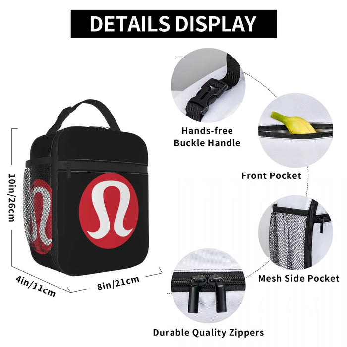 Lululemons Logo Thermal Insulated Lunch Bags Custom Women Resuable Lunch Container for Outdoor Camping Travel Storage Food Box