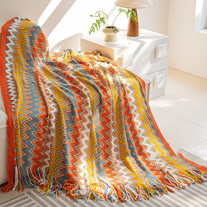 Bohemian Blanket Knitted Outdoor Keep Warm