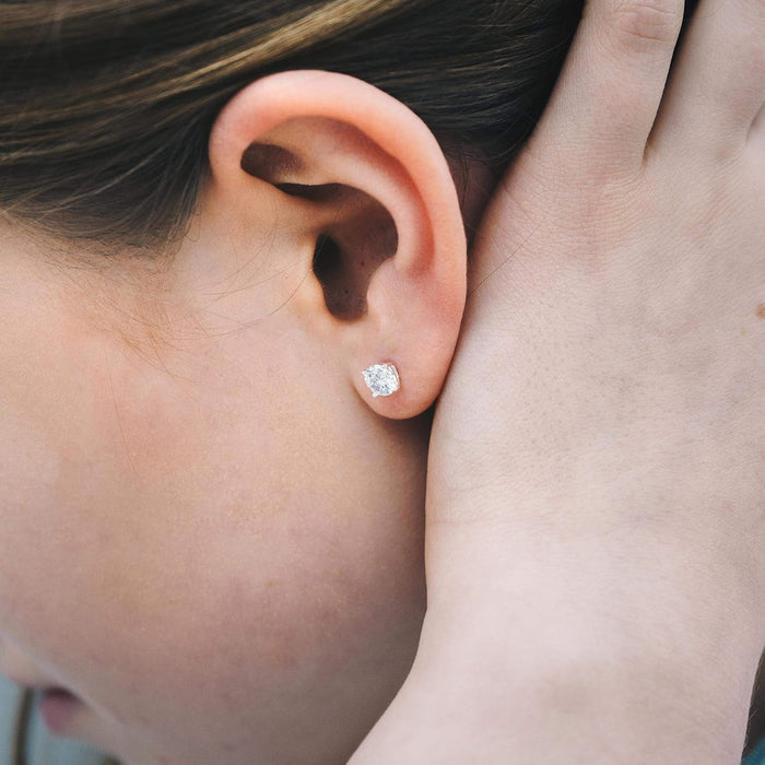 Sterling Silver 5Mm round Earrings Created with Zircondia® Crystals