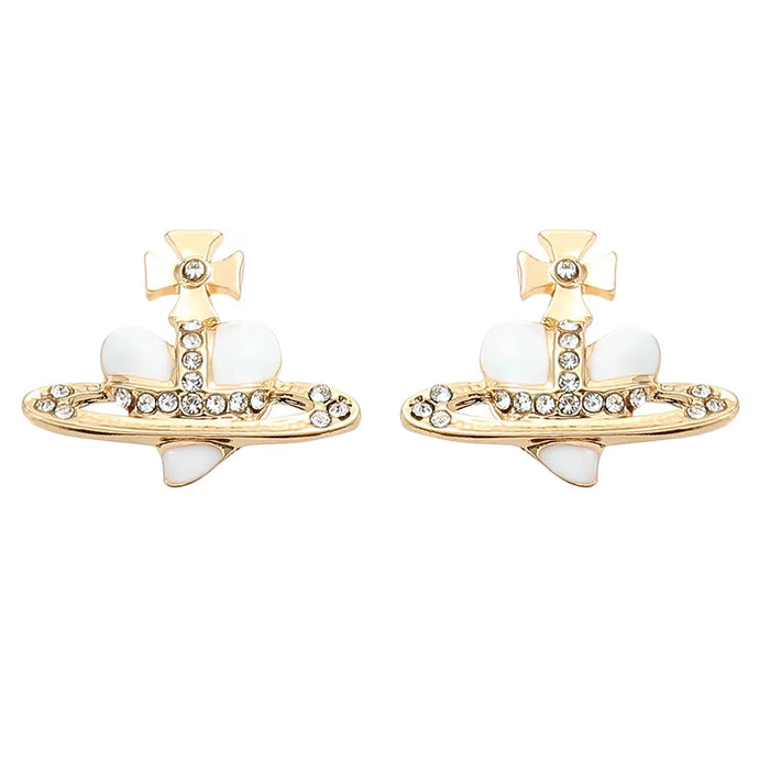 Saturn Planet Stud Earrings for Women Girl Heart Earrings
