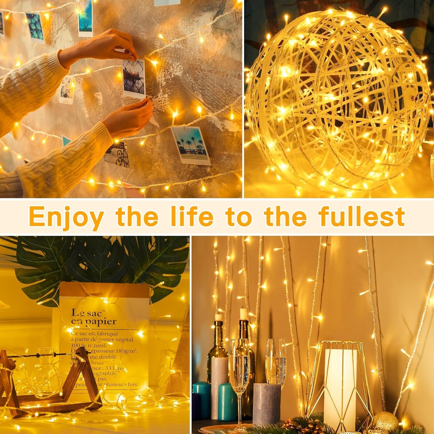 Fairy Lights Battery Operated, 10M 100 Leds Bright Battery Powered String Lights, Warm White outside Christmas Lights Waterproof with 8 Modes/Timer for Indoor Outdoor Bedroom Garden Decorations