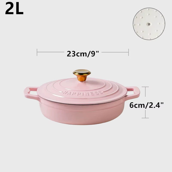 23Cm Enameled Cast Iron Dutch Oven 2 Quart Heavy Soup Pot Casserole Dish for Bread Baking and Stew Kitchen Nonstick Braised Pot