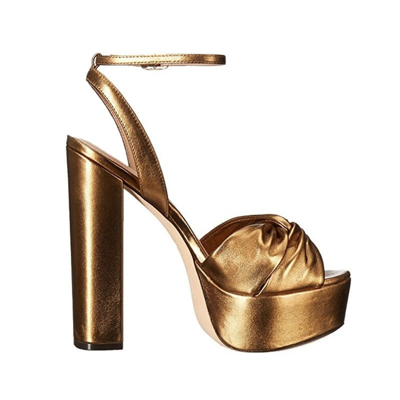 Womens Round Toe Thick Heels