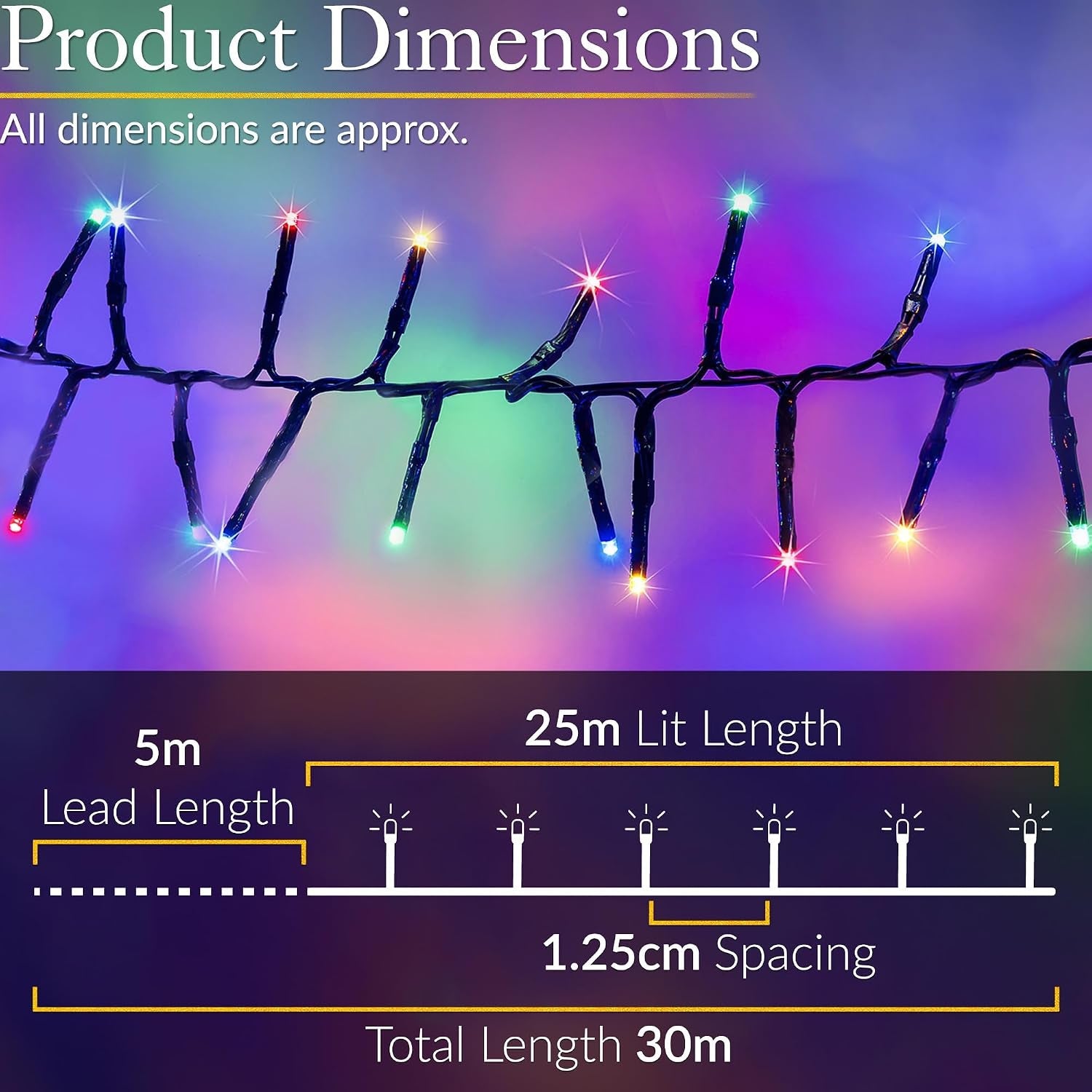 Christmas Cluster Lights, 2000 Leds, Multi-Coloured