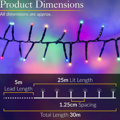 Christmas Cluster Lights, 2000 Leds, Multi-Coloured