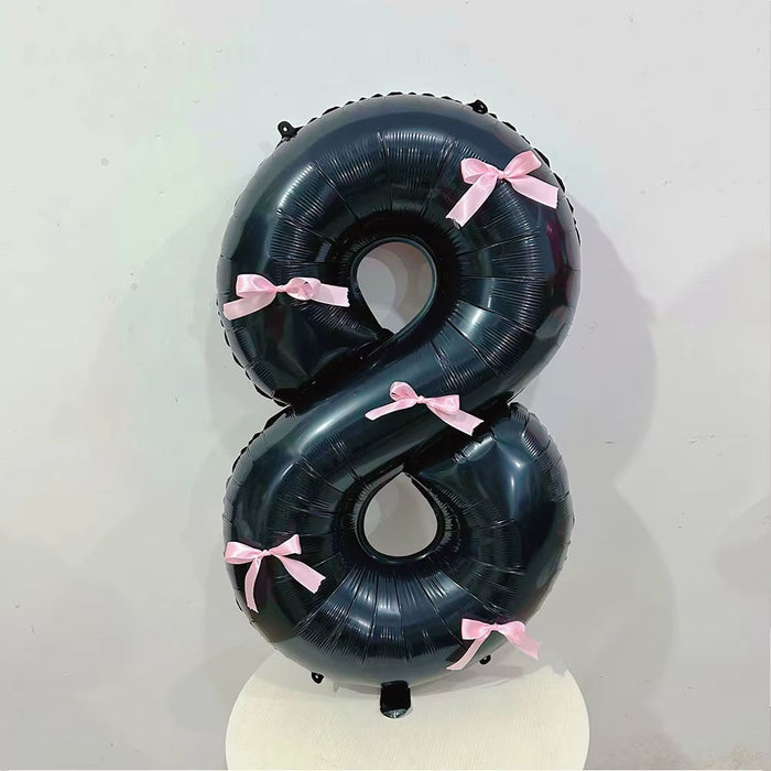 INS 32Inch Black Large Number Foil Balloons Figure Helium Balloon Birthday Decals Photo Props Birthday Party Decorations