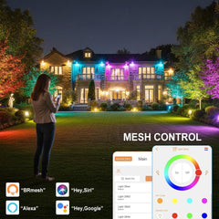 LED Floodlight Outdoor 800W, Smart RGB Flood Lights with APP Equivalent 8000LM, Colour Chaging - Warm White - Timing - Scene - IP66, UK 3-Plug, 2 Pack