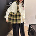 Women Lamb Wool Fluffy Handbag Large Capacity Plush Shoulder Bag Plaid Pattern Tote Bag Vintage Fashion Shopping Underarm Bag