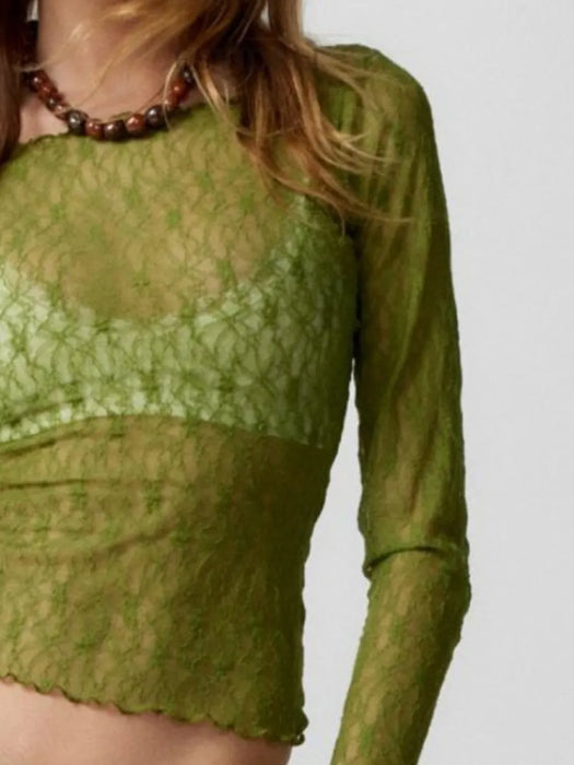 Sexy see through lace mesh T-shirt
