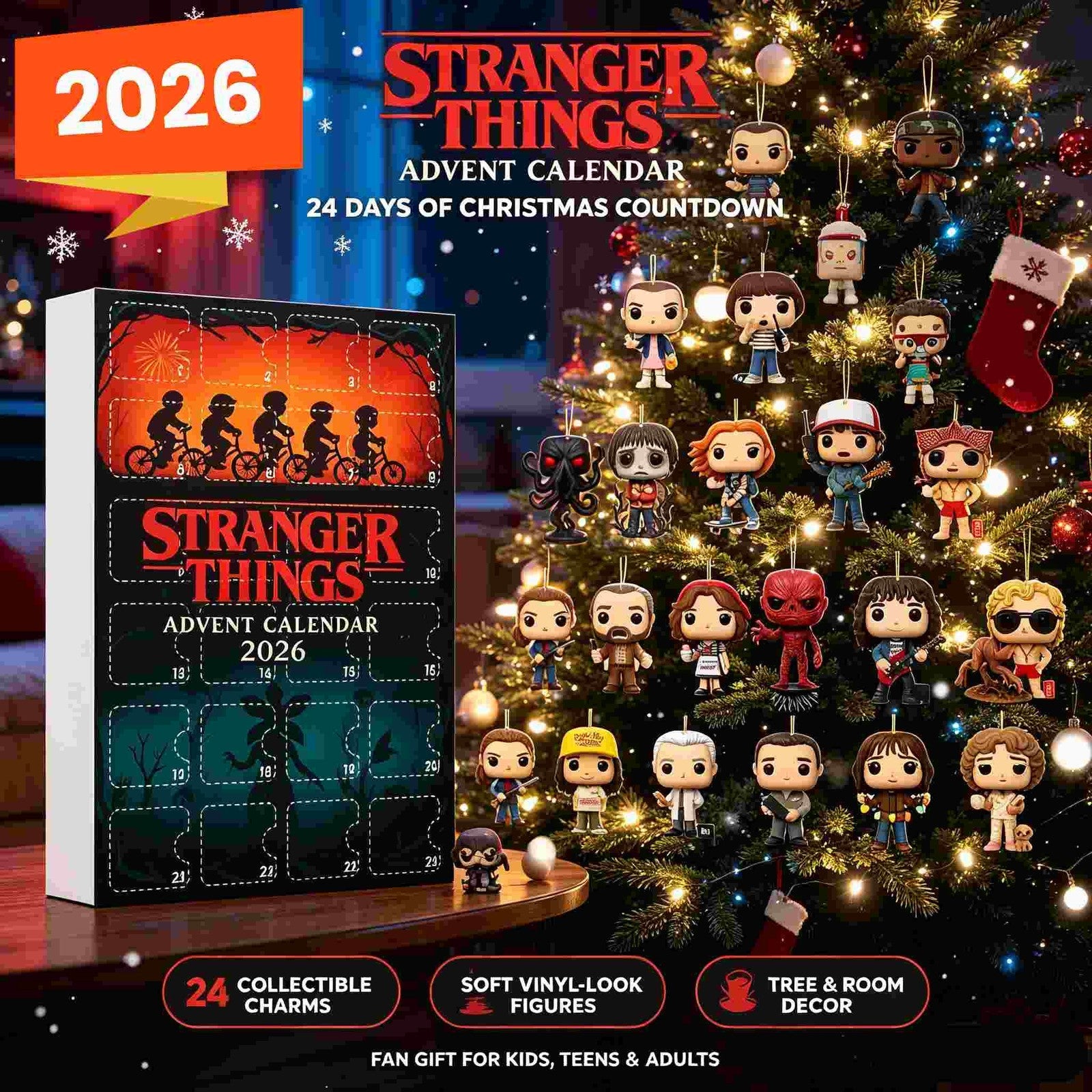Stranger Things 2026 Advent Calendar Ornaments Christmas Countdown Box Fan Gift