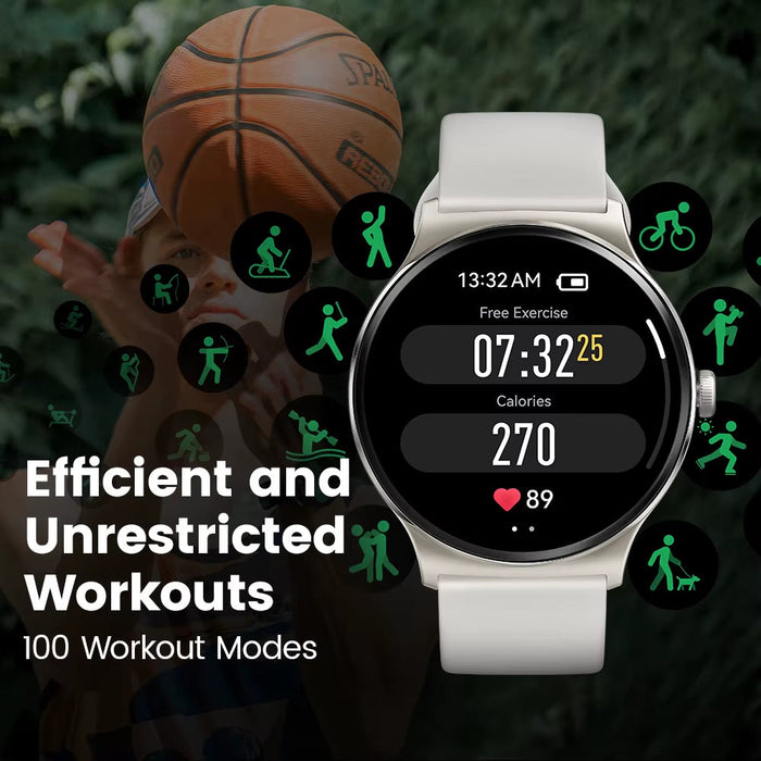 Solar Lite Smart Watch 1.38" Display Bluetooth 5.3 100+ Watch Faces Spo2 Heart Rate Monitor 20 Days Endurance Smartwatch