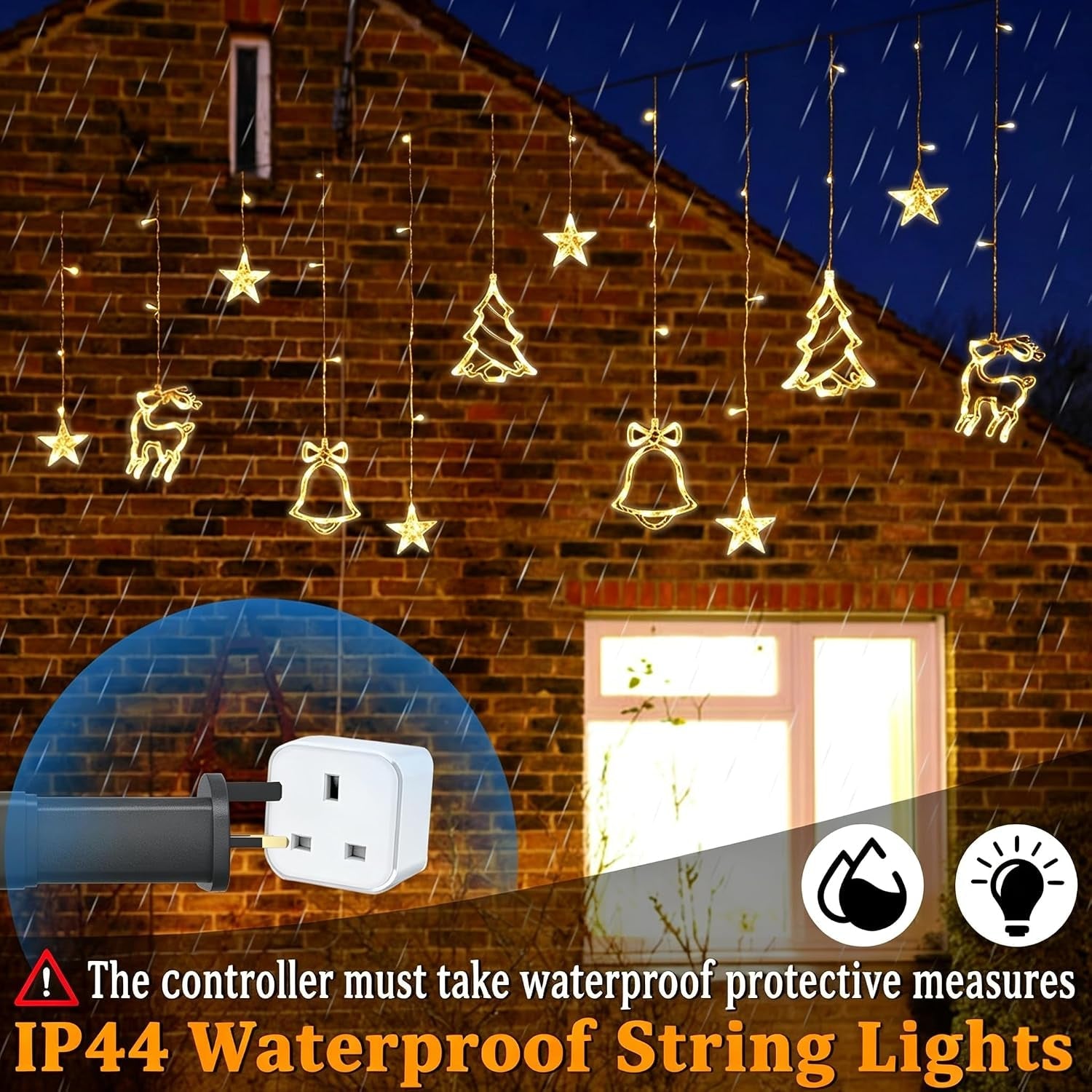 Christmas Fairy Lights with Christmas Pattern 8 Modes 138 LED 1PC