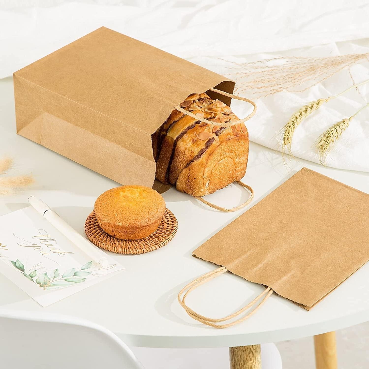 100Pcs Brown Kraft Paper Bags with Handles - Mixed Size Gift Bags for Business, Shopping, Retail, Party, Favor, Merchandise - Perfect for Bulk Use