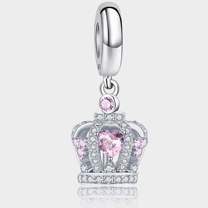 925 Sterling Silver Pink Crown Perfume Pendant Beads Fit Diy Bracelet Necklace Making Gift of High Quality Jewelry