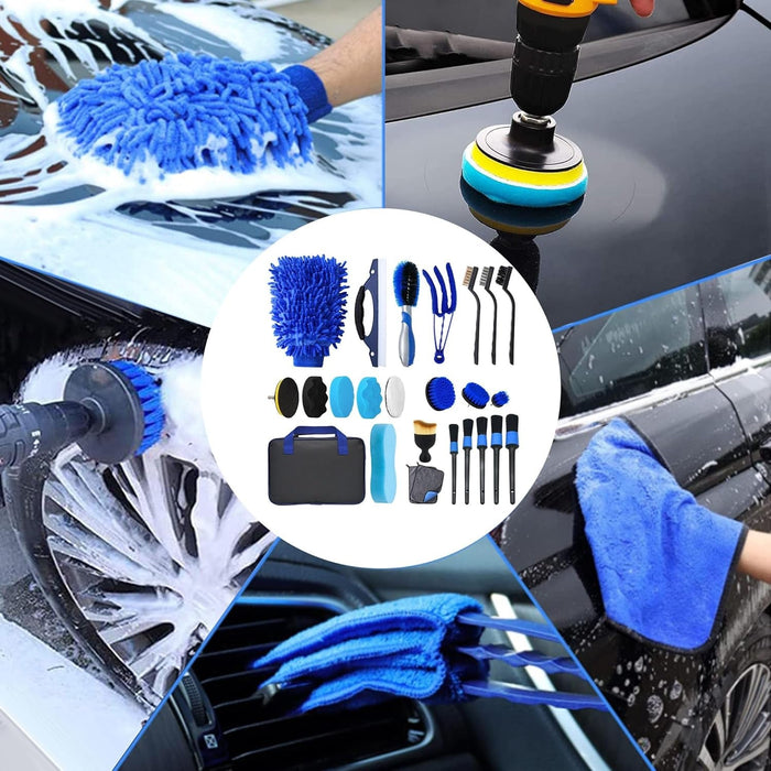 Car Cleaning Kit 24Pcs,Car Detaling Kit,Professional Car Detailing Brush,Car Cleaning Products for Dirty Rim Washing, Interior, Exterior, Leather, Dashboard, Vents