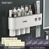 '-Magnetic Adsorption Inverted Toothbrush Holder Wall -Automatic Toothpaste Squeezer Storage Rack Bathroom Accessories