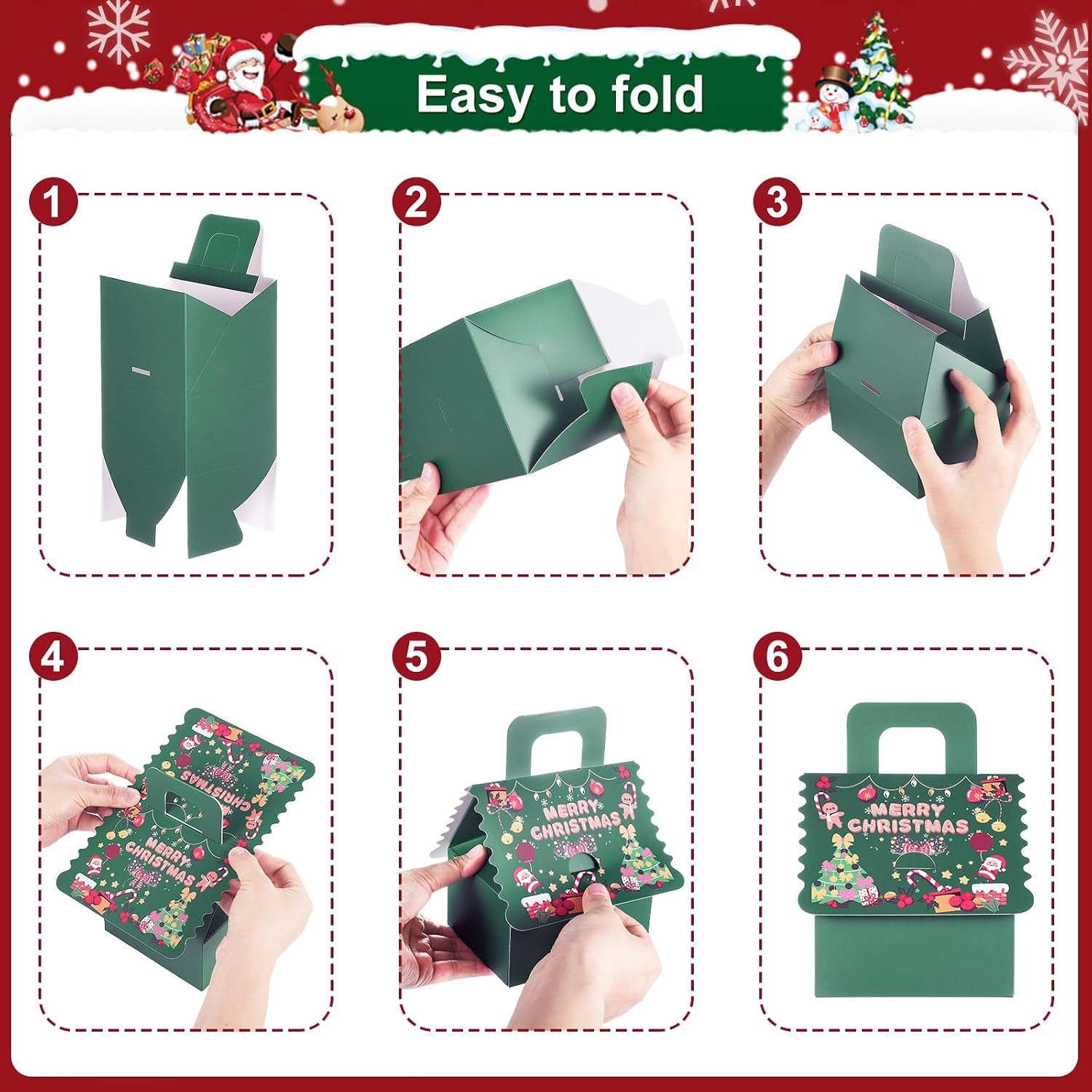 20PCS Christmas Party Gift Box Small Favour Boxes Wedding Sweet Candy Treat Cake Boxes for Guests Presents Birthday Xmas Chirstmas Gift Packaging Advent Calendar DIY (Green, Large Gift Box)