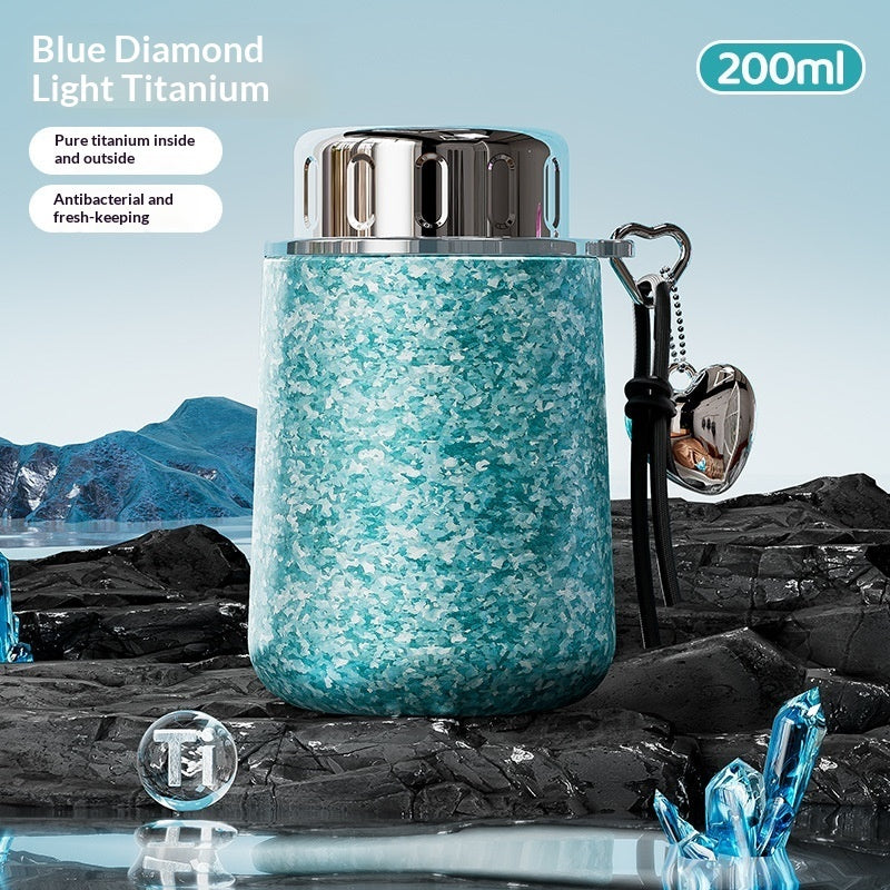 Portable Hammered-Texture 99 Pure Titanium Insulated Water Bottle