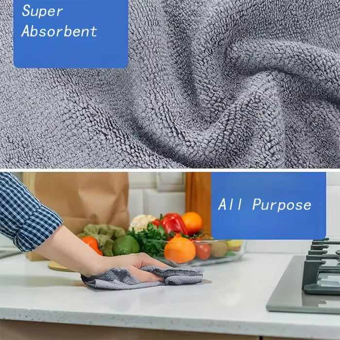 1/50Pcs Gray Bamboo Charcoal Thickened Super Absorbent Dishcloth Oil Resistant Kitchen Wipes Microfiber Cleaning Cloths