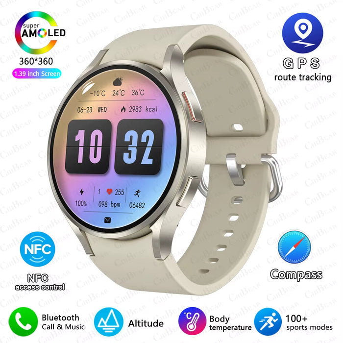New for Samsung Galaxy Watch 6 Classic Smartwatch Men AMOLED HD Screen Voice Assistant Bluetooth Call NFC Smart Watch for Women