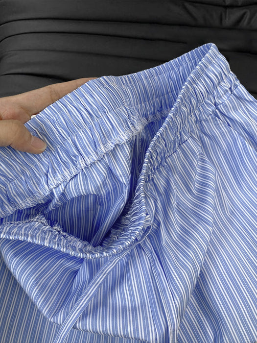Blue Idle Style Vertical Striped Sweatpants