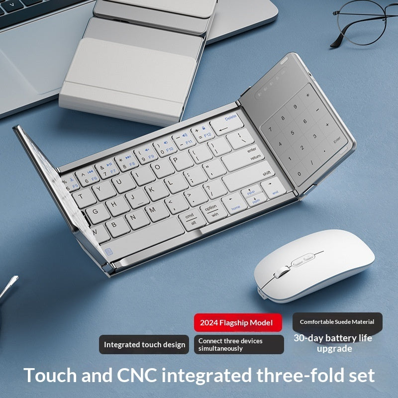 Tri-fold Keyboard, Wireless Bluetooth Foldable Mini Keyboard, Suitable For Desktop PC Sets