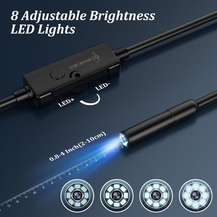 Endoscope Inspection Camera,  1920 HD Flexible Rigid Snake Camera, 8 LED Lights No Wifi Snake Camera Waterproof IP67 Tube Sink Pipe Drain Camera for Android Ios Tablet Samsung (16.4 Ft/ 5M)
