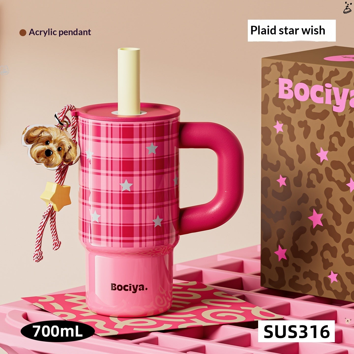 Cute New Portable Car Water Bottle With A Straw