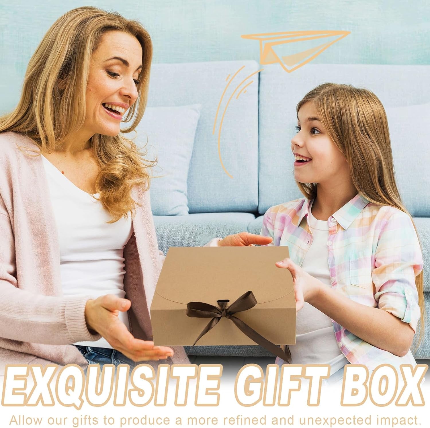 10 Pack Gift Boxes with Lids 16X16X5Cm Kraft Cardboard Gift Box Bridesmaid Proposal Box for Wedding Birthday Christmas Party Present