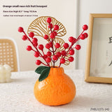 Orange Ceramic Small Vase Ornaments Living Room Flower Arrangement Hydroponic Plant Flowers Green Radish