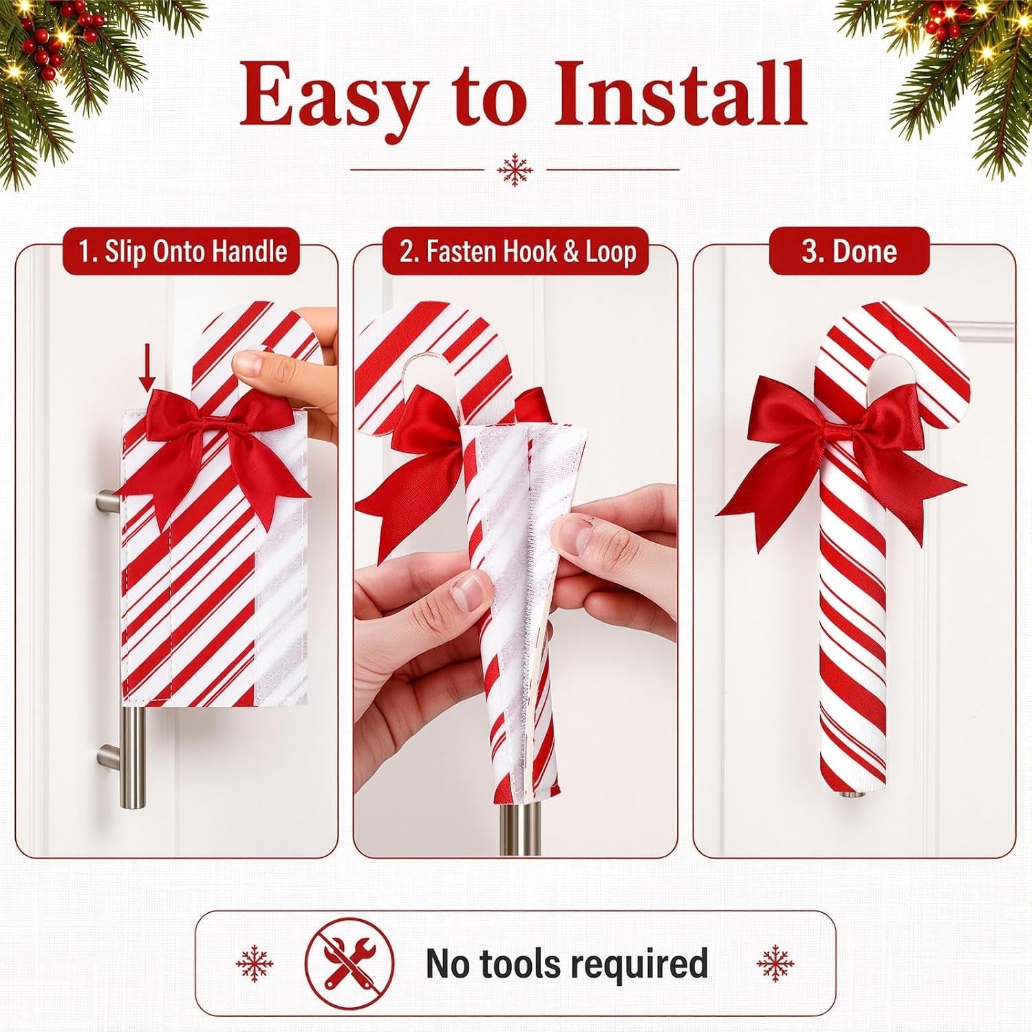 10 Pcs Christmas Candy Cane Cabinet Handle Covers Peppermint Stick