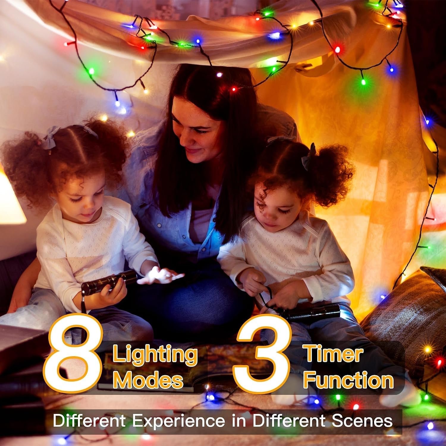 Outdoor Fairy Lights, 20M 200 Leds, Multicolour, Mains Powered