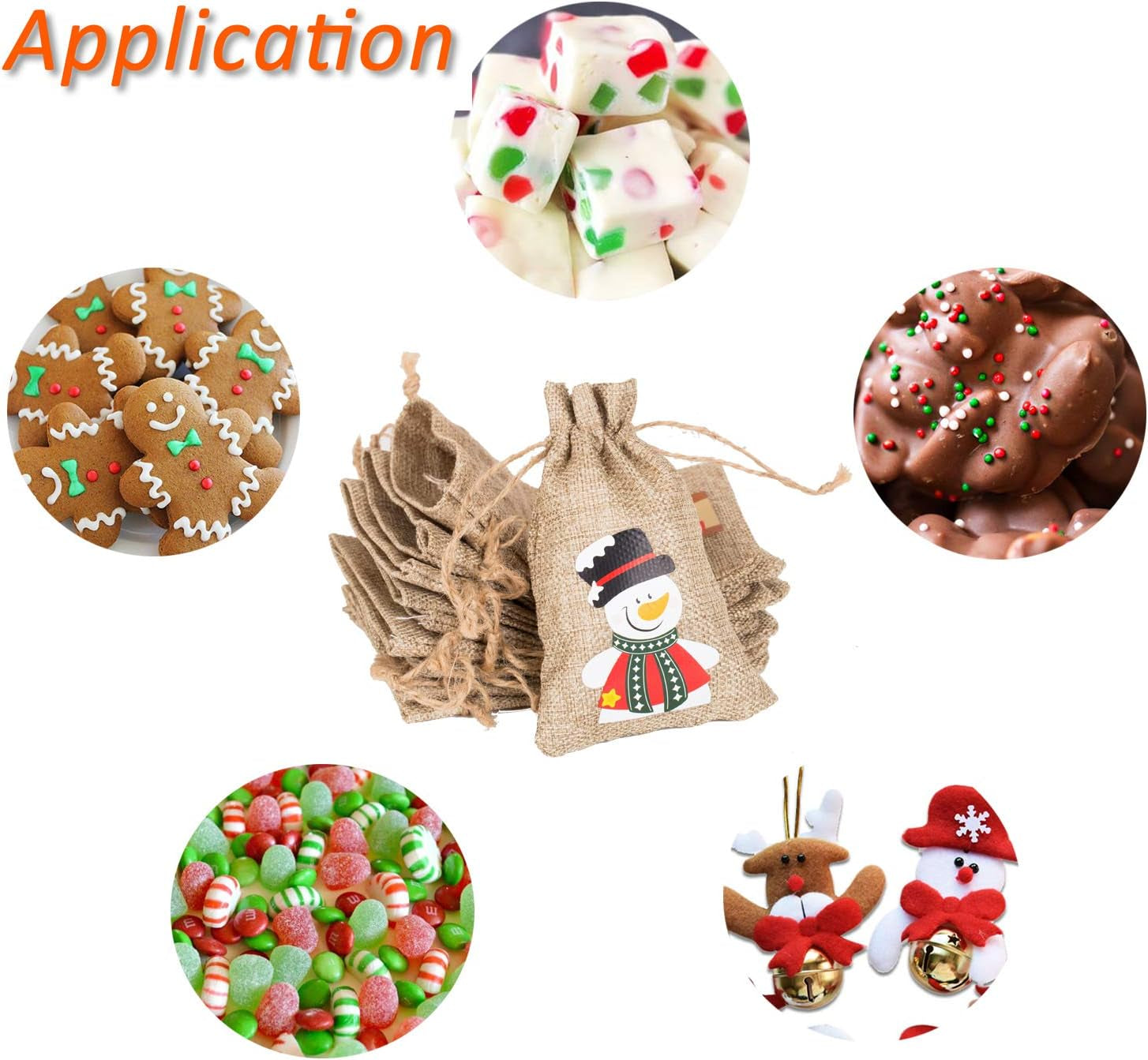 12 Pieces Line Jute Drawstring Gift Bag Christmas Party Burlap Bag Candy Pouch Snack Sack for Kids Xmas Party Favors