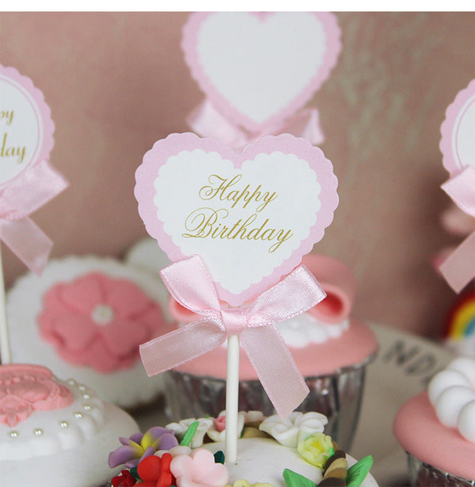 Birthday Cake Decoration Blank Writable Bowknot Flower