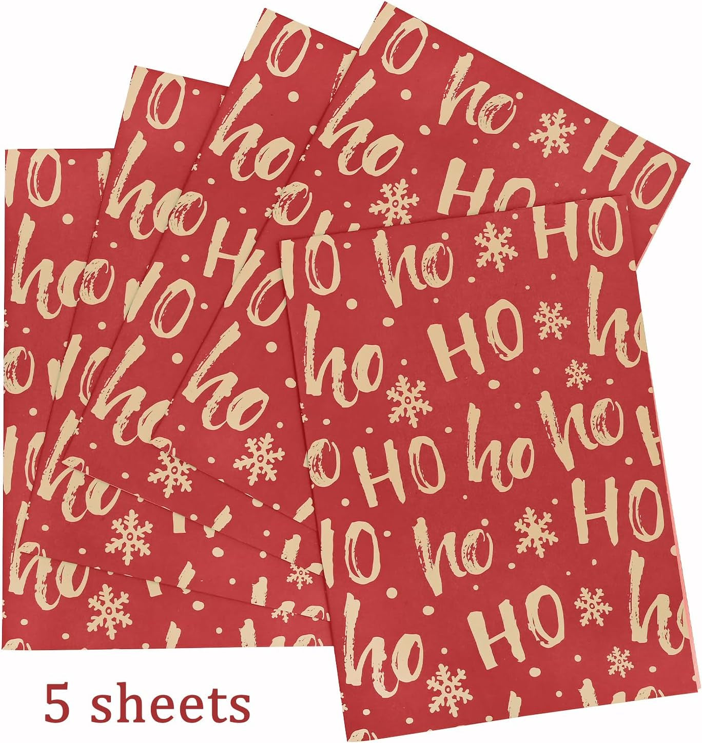 Red Christmas Wrapping Paper Sheets,50 * 70Cm Ho Xmas Wrapping Paper Kraft Paper Perpect for Christmas(5 Sheets)