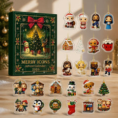 24 Day Christmas Advent Calendar Blind Box Acrylic Ornaments Xmas Gift