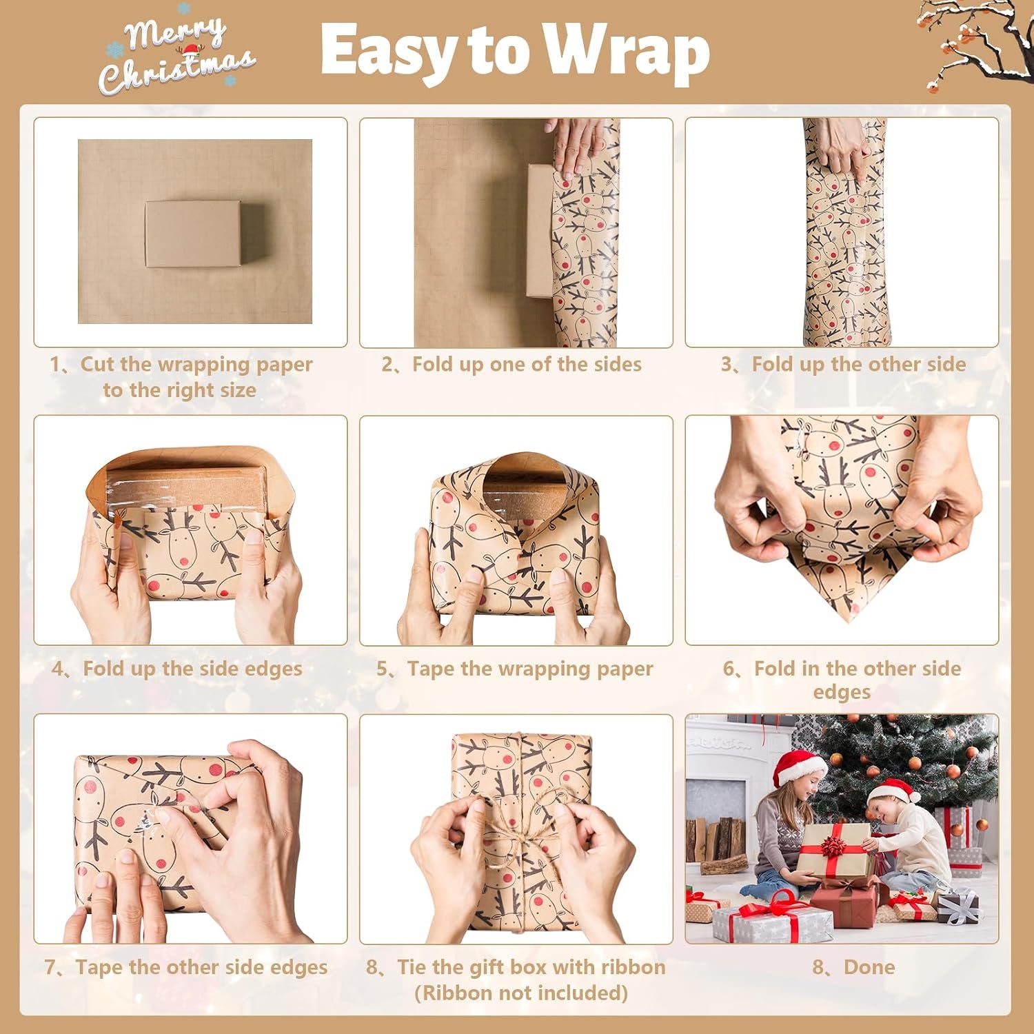 3 X 5M Christmas Wrapping Paper, 60Cm Wide X 5M Length Recyclable