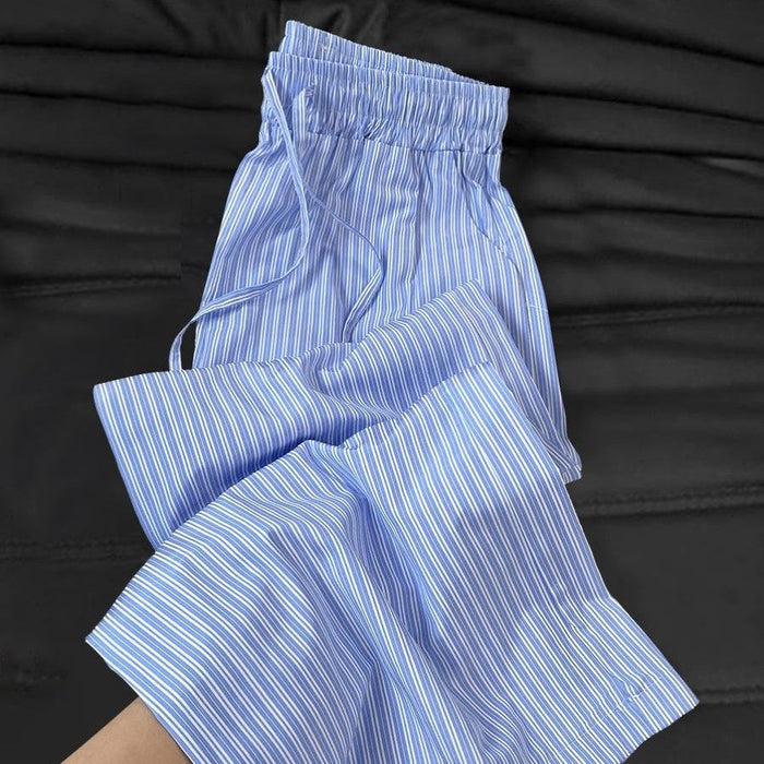 Blue Idle Style Vertical Striped Sweatpants