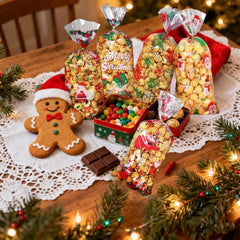 120 Pcs Christmas Cellophane Bags, Clear Treat Bags with Twist Ties