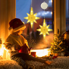 2 Pack LED Star Christmas Lights, Window Star Lights with Timer & Suction Cups, Indoor Outdoor Star Window Lights for Christmas Decorations, Weddings & Home Décor