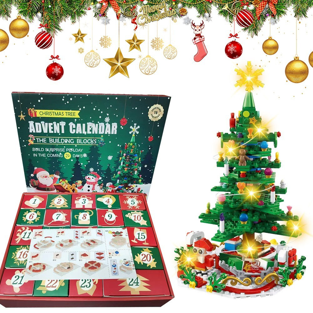24 Day Kids Toy Christmas Advent Calendar Play Building Blocks with LED Gift Box