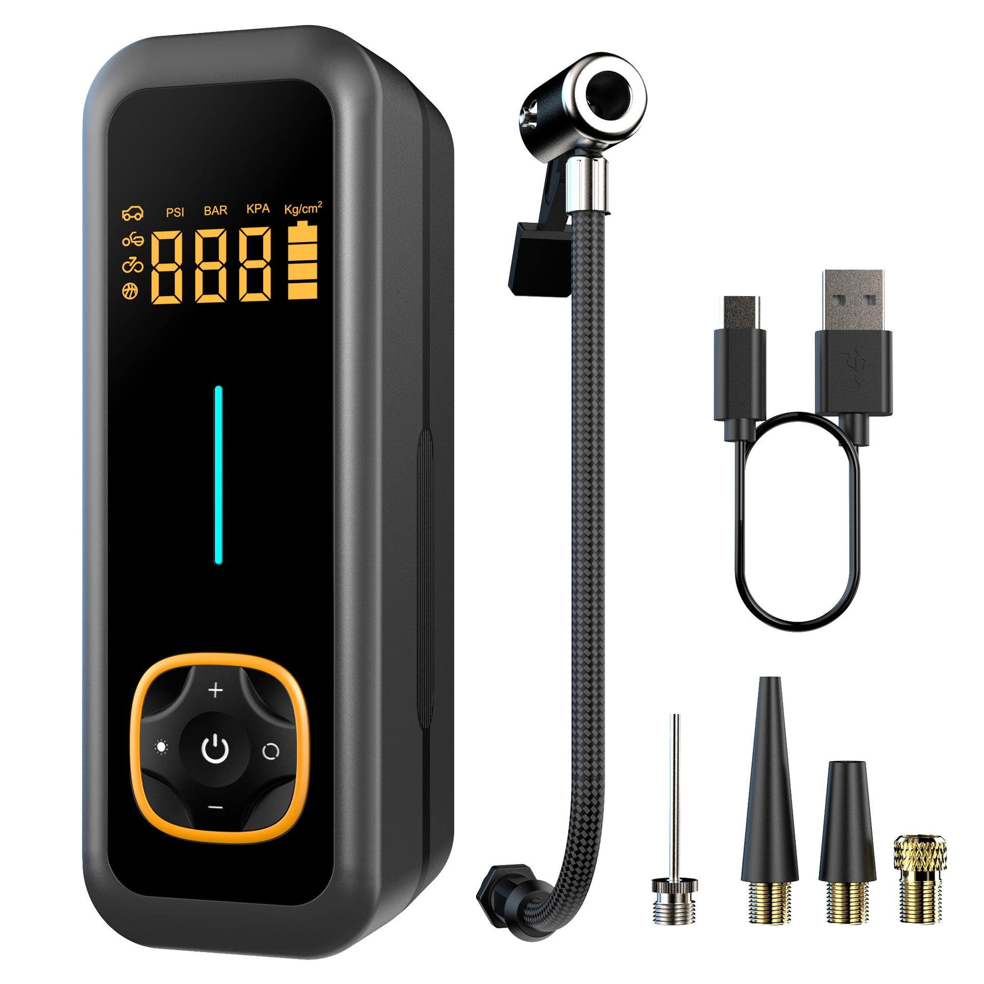 Portable Car Air Pump With Smart Digital Display Universal For Bicycles And Electric Vehicles