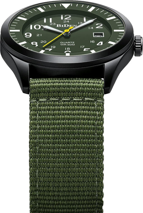 Mens Watches Military Watches for Men Analogue Quartz Waterproof Wrist Watches for Men Date Display Nylon Army Tactical Sports Minimalist Watches
