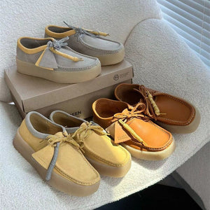 Vintage British Oxford Platform Cowhide Casual Shoes
