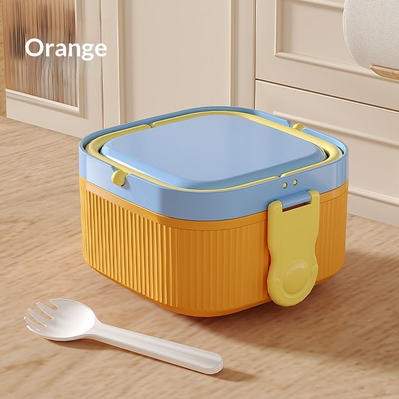 Childrens Portable Double-Layer Lunch Box With Handles For Picnics And Camping