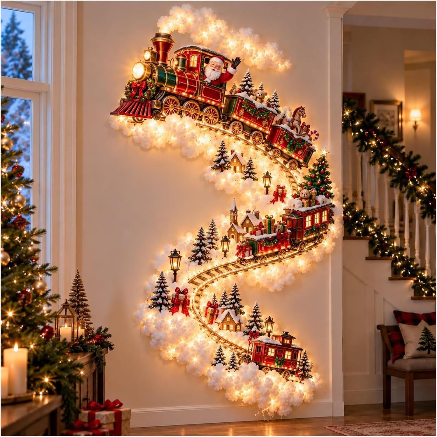 Christmas Magic Trail Wall Light, LED Cascading Christmas Wall Decor，F
