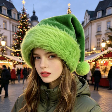 Christmas Single-layer And Double-layer Thickened Plush Hat
