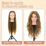 Neverland Beauty 24 Inch 60% Real Human Hair Training Head Hairdressing Cosmetology Mannequin Head with Makeup Function + Braid Set
